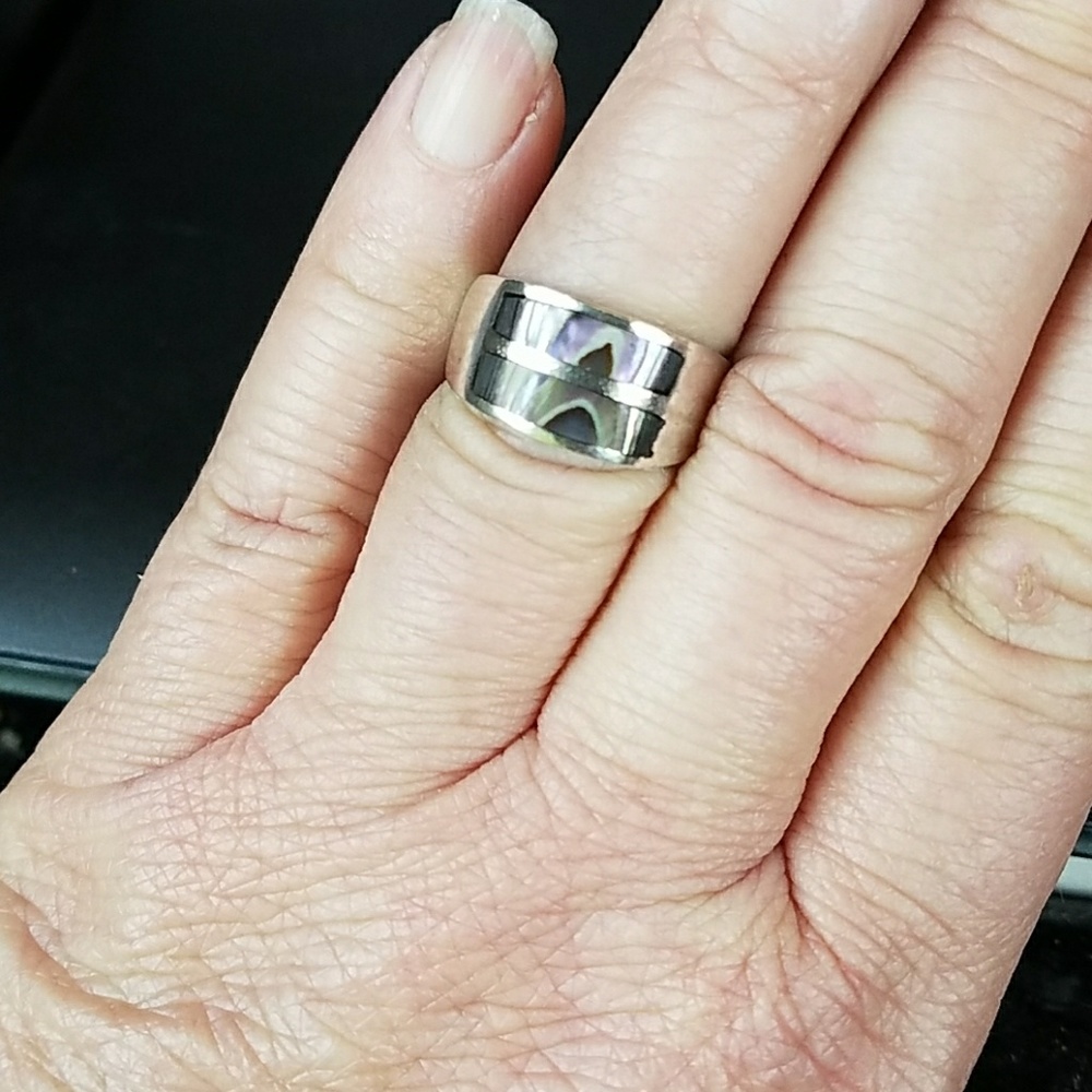 Sterling Silver Abalone Shell Ring - image 1
